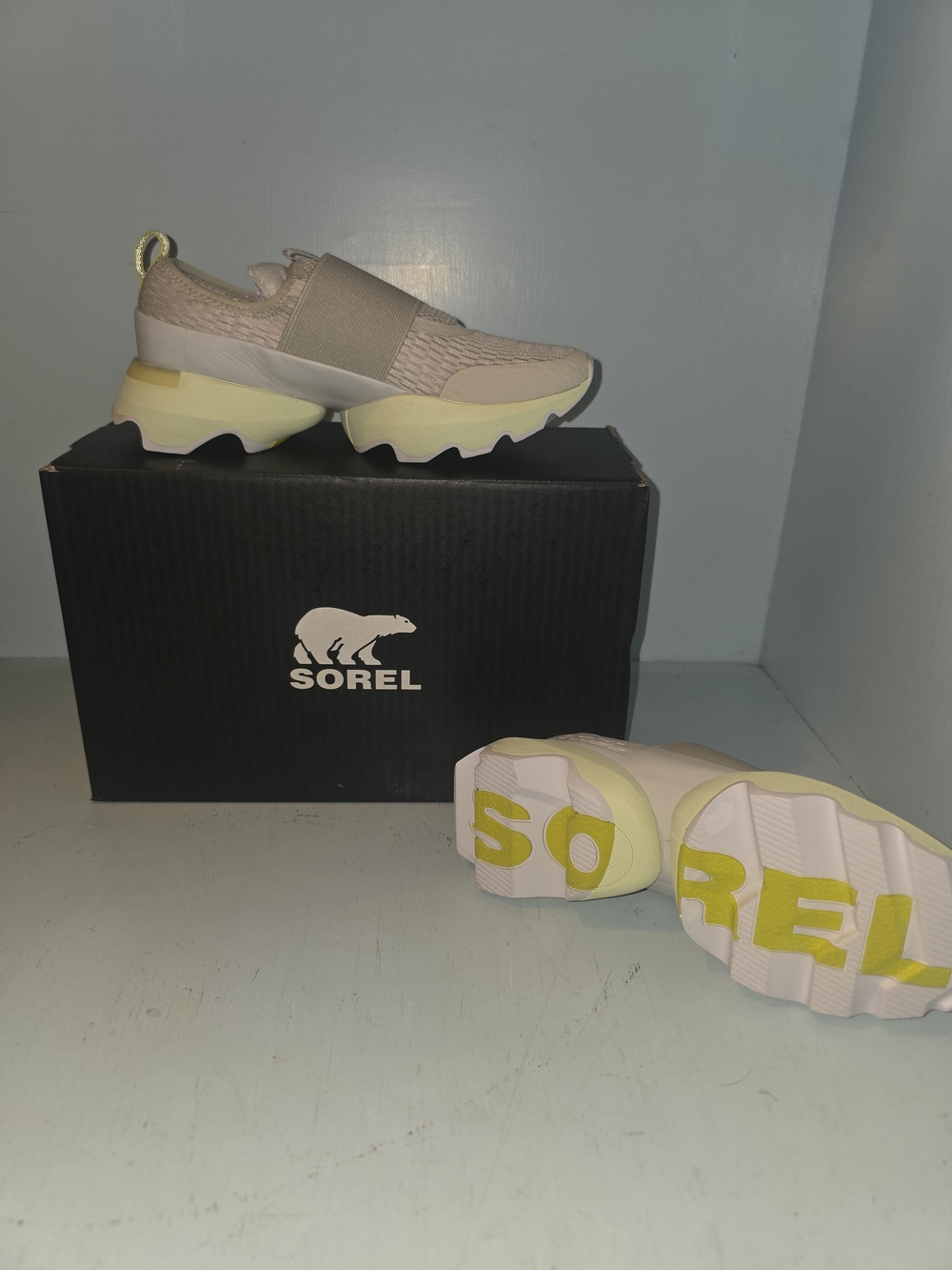 Sorel Women's Slip-On Sneakers in Blush Pink and Pale Yellow